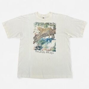 Vintage 90s leopard wildlife Mundo maya graphic T-shirt